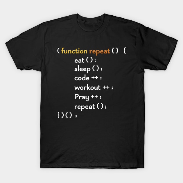 Funny Computer Science coding Eat Sleep Code / funny programming design / coding gift idea / increment and progress coding idea T-Shirt by Anodyle